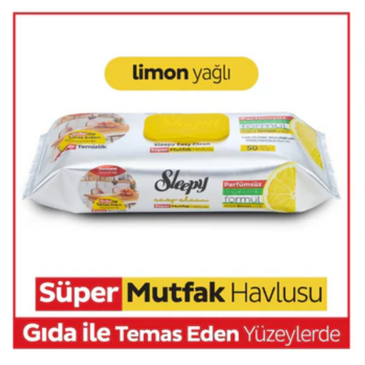 SLEEPY YUZEY TEMIZLEME MENDILI LIMON Surface Cleaning Wipes Lemon 50 sheets