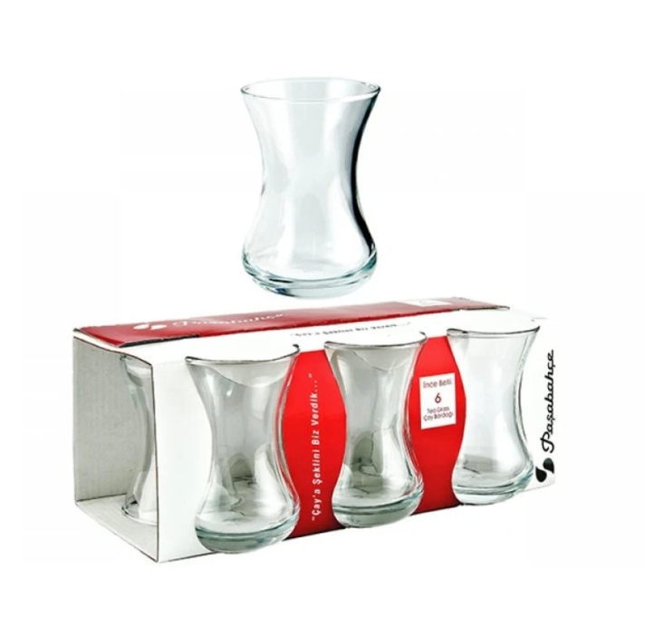 PASABAHCE INCE BELLI CAY BARDAGI 6LI Tea Glass Set 6 Pieces