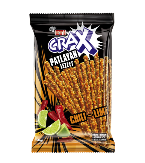 ETI CRAX CUBUK KRAKER PATLAYAN LEZZET CHILI LIMON Chili Lemon Stick Cracker 50g