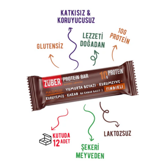 ZUBER FINDIK EZMESI HI PROTEIN BAR Hazelnut Butter Hi Protein Bar 45g