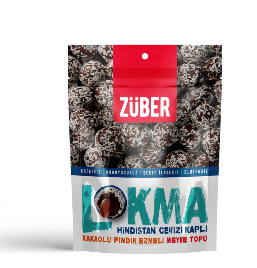 ZUBER HINDISTAN FINDIK EZMELI MEYVE TOPU LOKMALIK Coconut Hazelnut Butter Energy Balls 96g