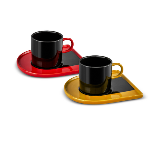 KARACA HATIR 2 KISILIK KAHVE FINCAN SETI RENKLI Coffee Cup Set Multicolor 2pcs