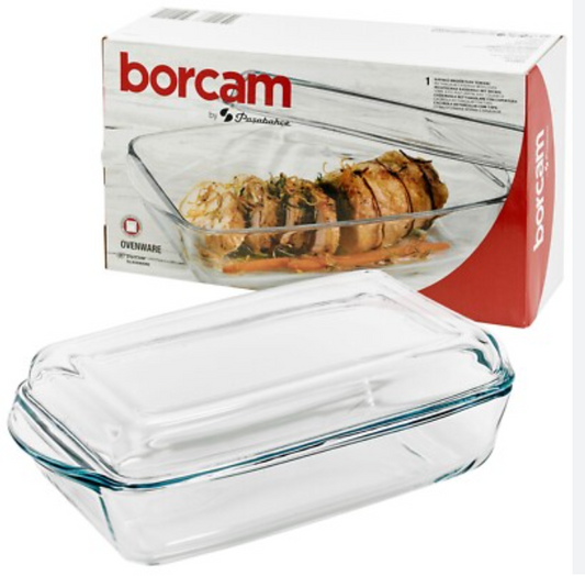PASABAHCE BORCAM KAPAKLI DIKDORTGEN Rectangular Glass Bakeware with Lid 2L