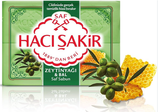 HACI SAKIR ZEYTINYAGI VE BAL KALIP SABUN Olive Oil and Honey Bar Soap 150g x 4