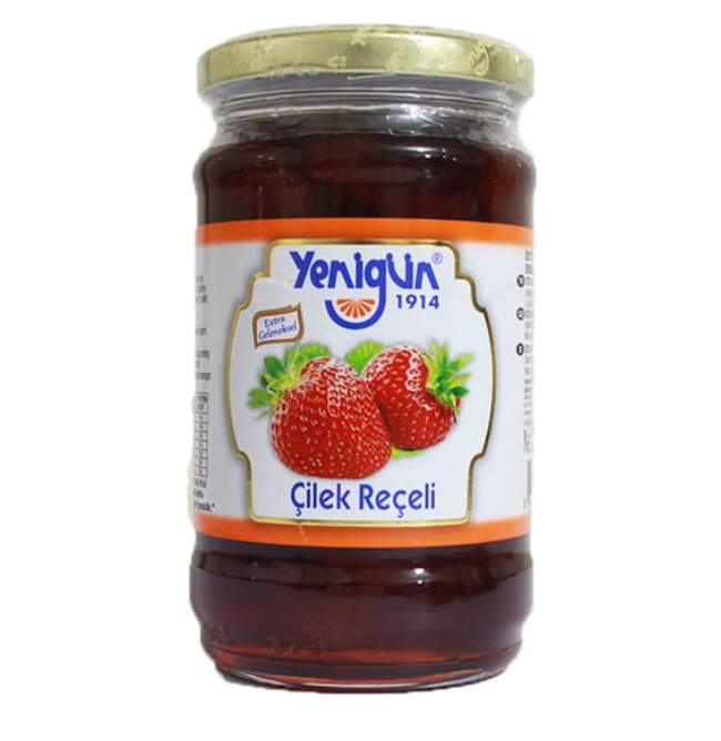 YENIGUN %45 MEYVE CAM CILEK RECELI Fruit Strawberry Jam Jar 380g