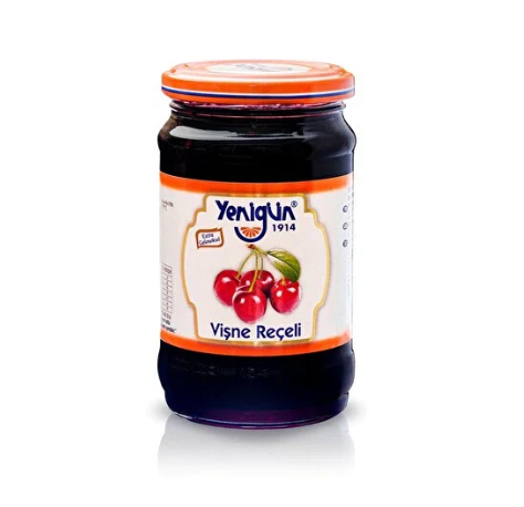 YENIGUN %45 MEYVE CAM VISNE RECELI Fruit Sour Cherry Jam Jar 380g