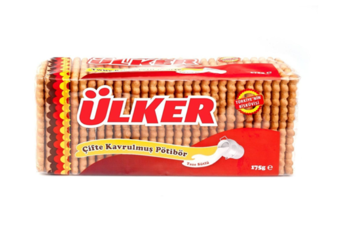 ULKER POTIBOR CIFTE KAVRULMUS Petit Beurre Biscuits Double Roasted 175g