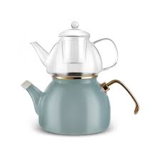 KARACA AREN EMAYE CAM ORTA CAYDANLIK YESIL Tea Pot Green