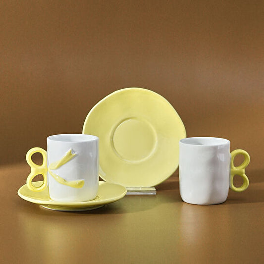 KARACA RIBBON 2 KİŞİLİK KAHVE FİNCANI SARI YELLOW