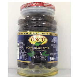 ONCU M-S Black Olives in Brine SALAMURA DOGAL SIYAH ZEYTIN 500g