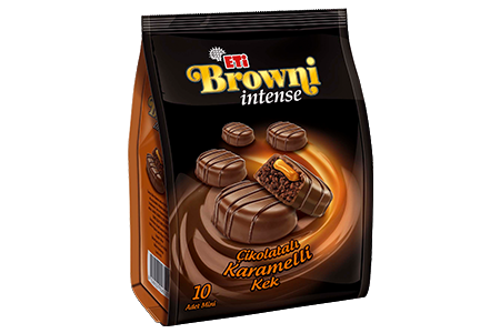 ETI BROWNI INTENSE MINI KARAMEL Caramel Coated Cream Filled Cake 135g
