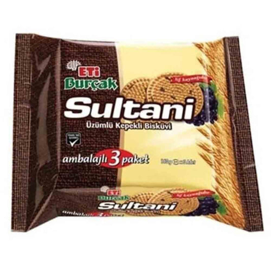 ETI SULTANI UZUMLU KEPEKLI BISKUVI Raisin Biscuit 125g x 3