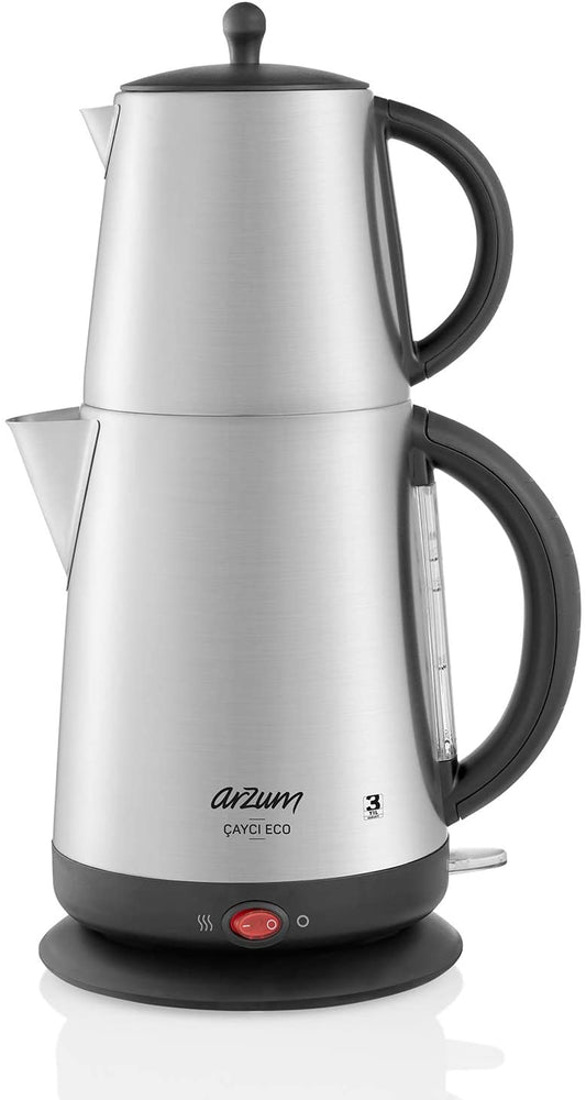 ARZUM Turkish Tea Maker, Stainless steel PASLANMAZ CELIK ELEKTRONIK CAYDANLIK 110V, 1.7lt