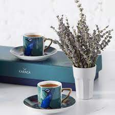 KARACA PEACOCK Coffee Cups Set of 4 KISILIK KAHVE BARDAGI