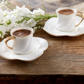 KARACA TEV WHITE COFFEE CUPS FOR 2 PEOPLE