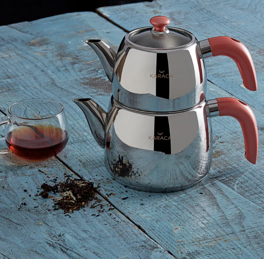 KARACA Salmon Pink Teapot Set GALYA CAYDANLIK SETI SOMON RENGI