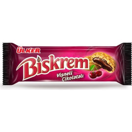 ULKER BISKREM VISNELI CIKOLATALI Biscuit Filled with Sour Cherry Chocolate 90g