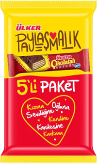 ÜLKER ÇIKOLATALI GOFRET PAYLASMALIK 5'li Çikolatalı Gofret 5'li Paket