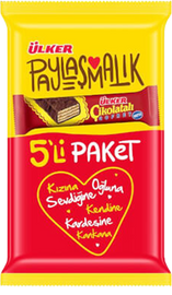 ULKER CIKOLATALI GOFRET PAYLASMALIK 5'LI Chocolate Wafer Pack of 4