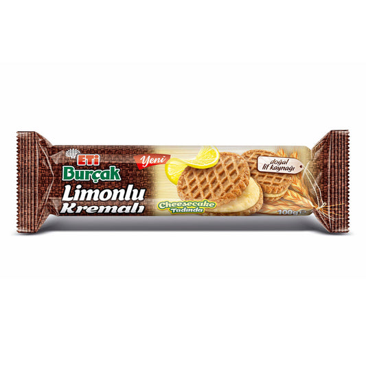 ETI BURCAK LIMONLU KREMALI YULAFLI BISKUVI Oat Biscuit with Lemon Cream 100g