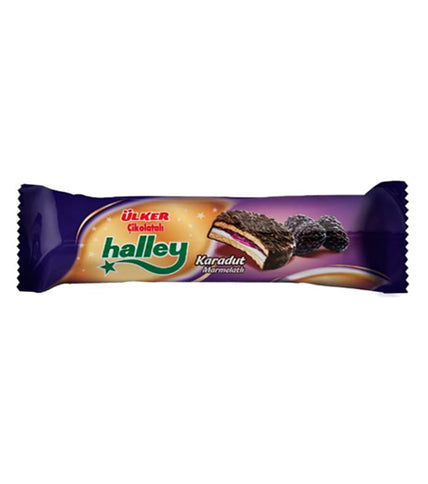 ULKER HALLEY MINI KARADUTLU Böğürtlenli Çikolatalı Kaplı Marshmallow Bisküvi